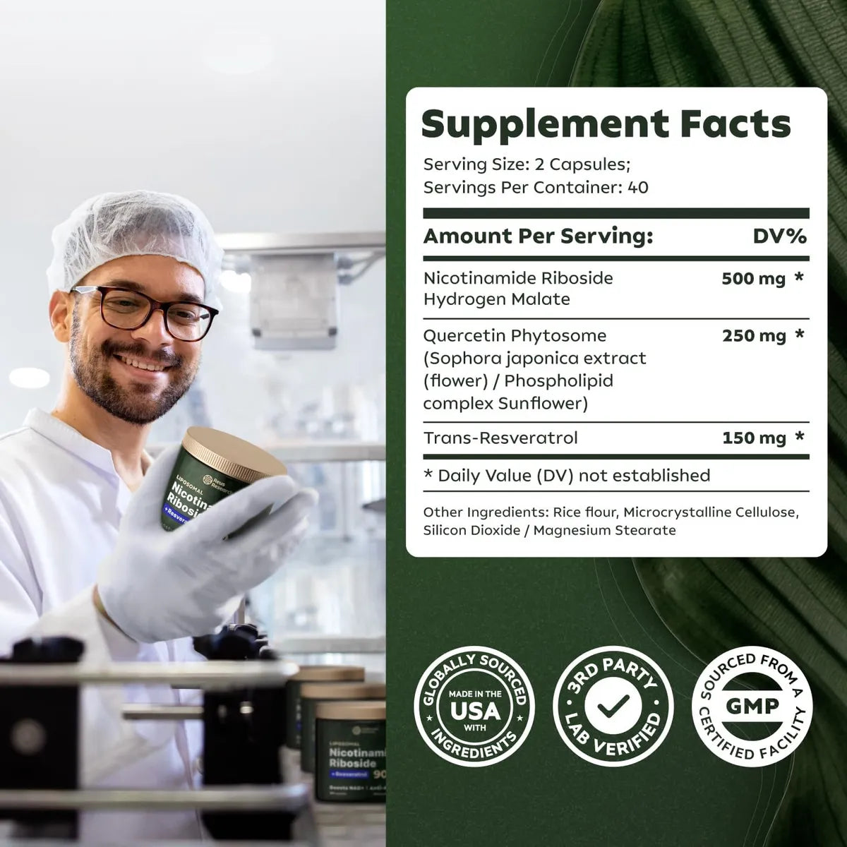 NAD + Resveratrol Reus Research™ X80 caps