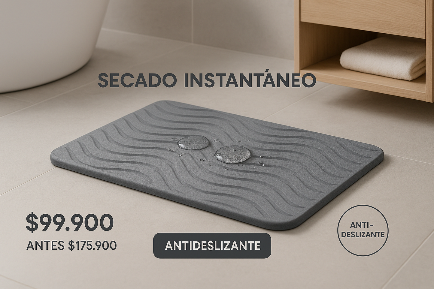 Banner promocional con tapete gris de textura ondulada